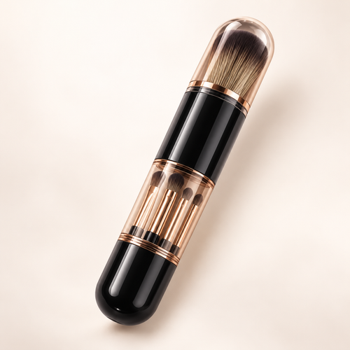 ROVELLEA 6-in-1 capsule makeup brush set in black